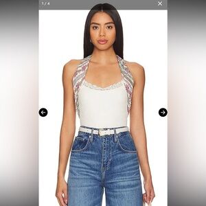 NWT Free People x Intimately FP Eyes For U Halter Scarf Bodysuit XS